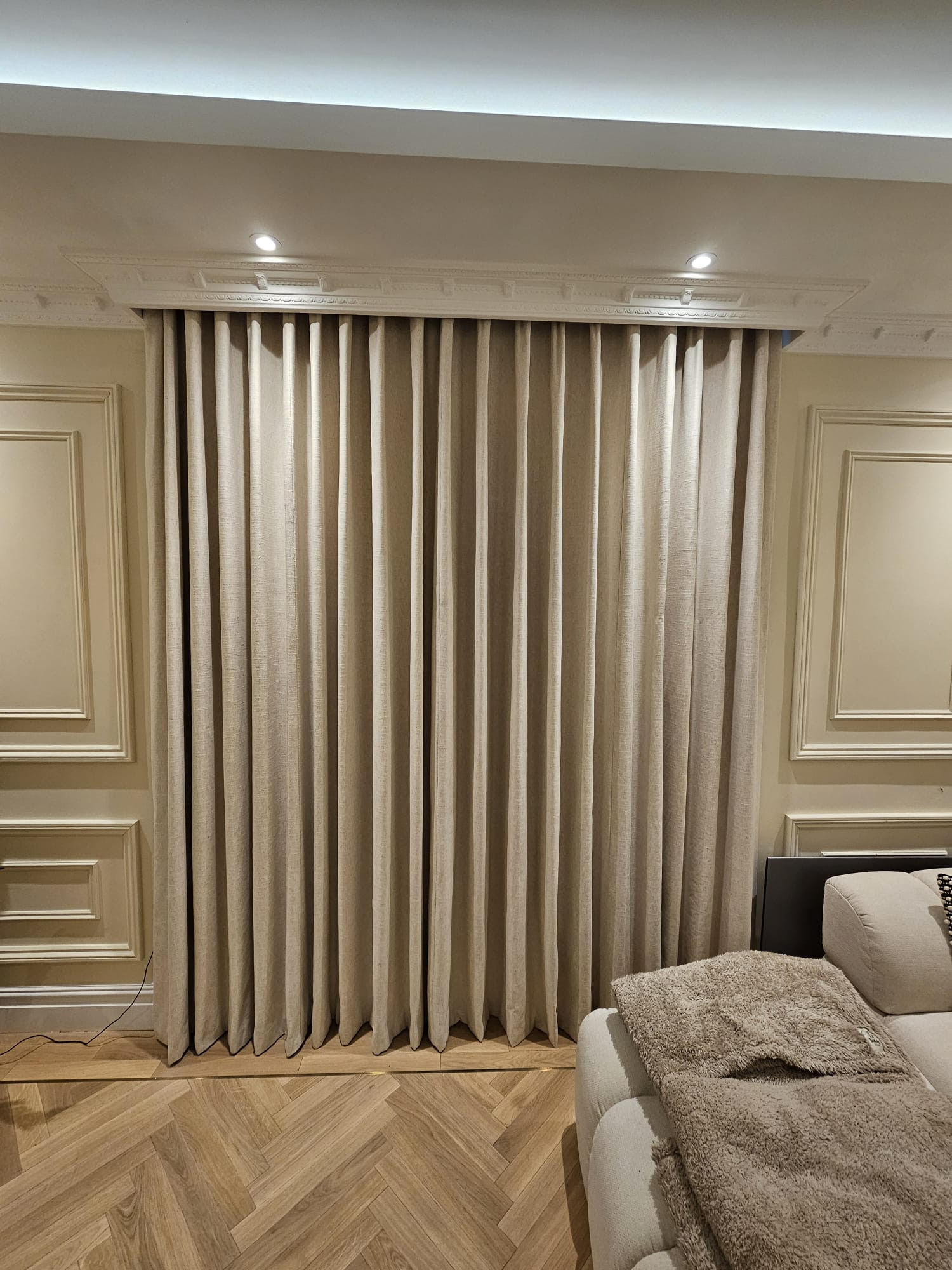single curtain with modern pelmet East London